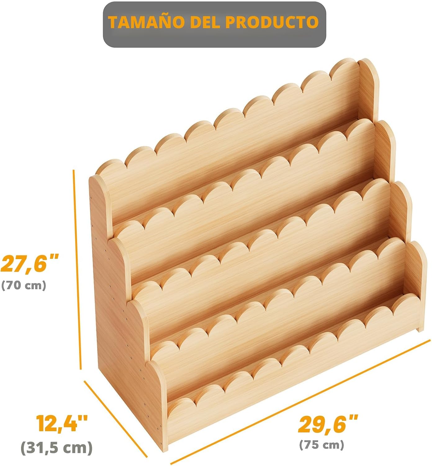 SpaceAid Estantería festoneada de 4 niveles, estantería Montessori...