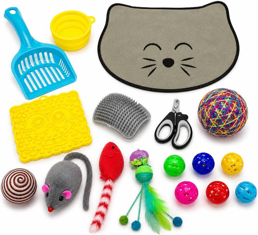 Kit de iniciación felino de 10 piezas para nuevos dueños de mascota...