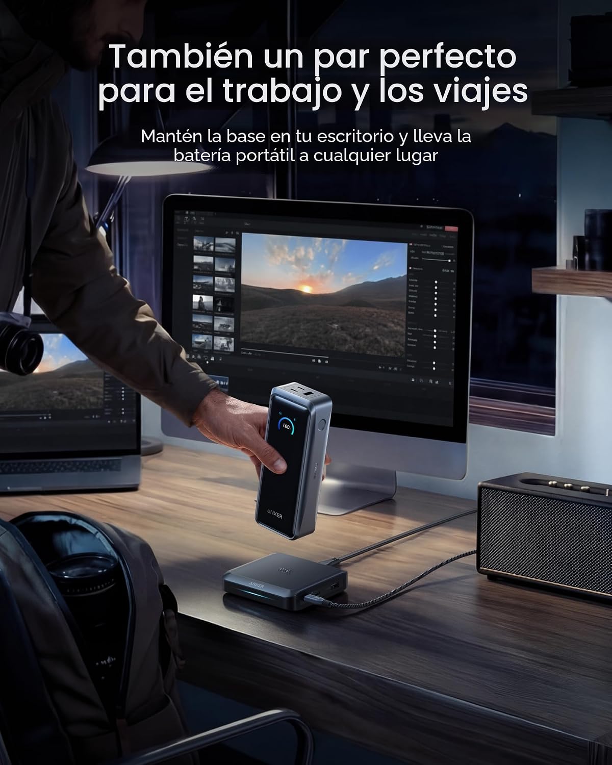 Anker Prime Power Bank, 26,250mAh 300W con base de carga rápida | A...