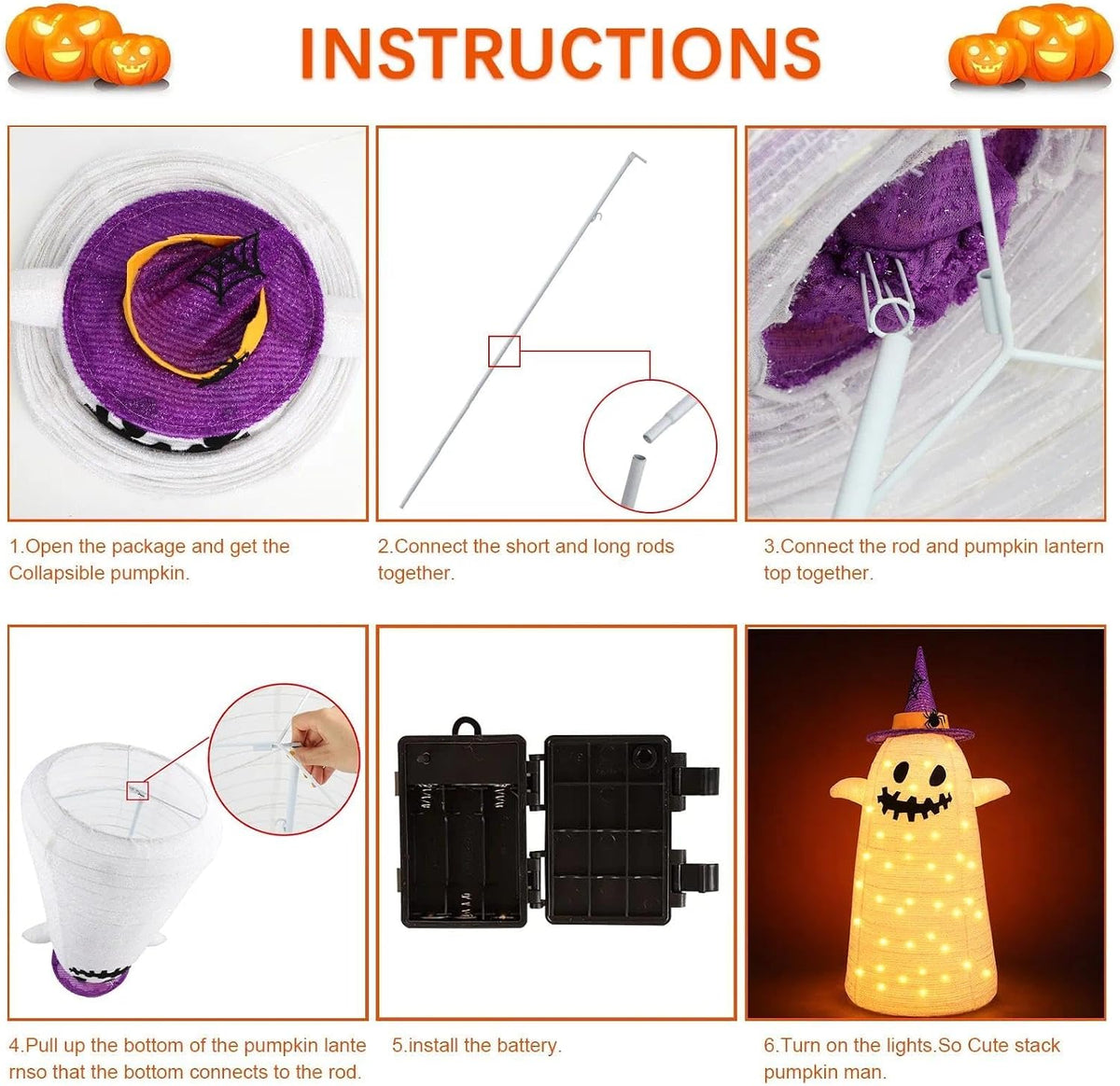 Decoraciones de fantasmas de Halloween plegables para exteriores, d...