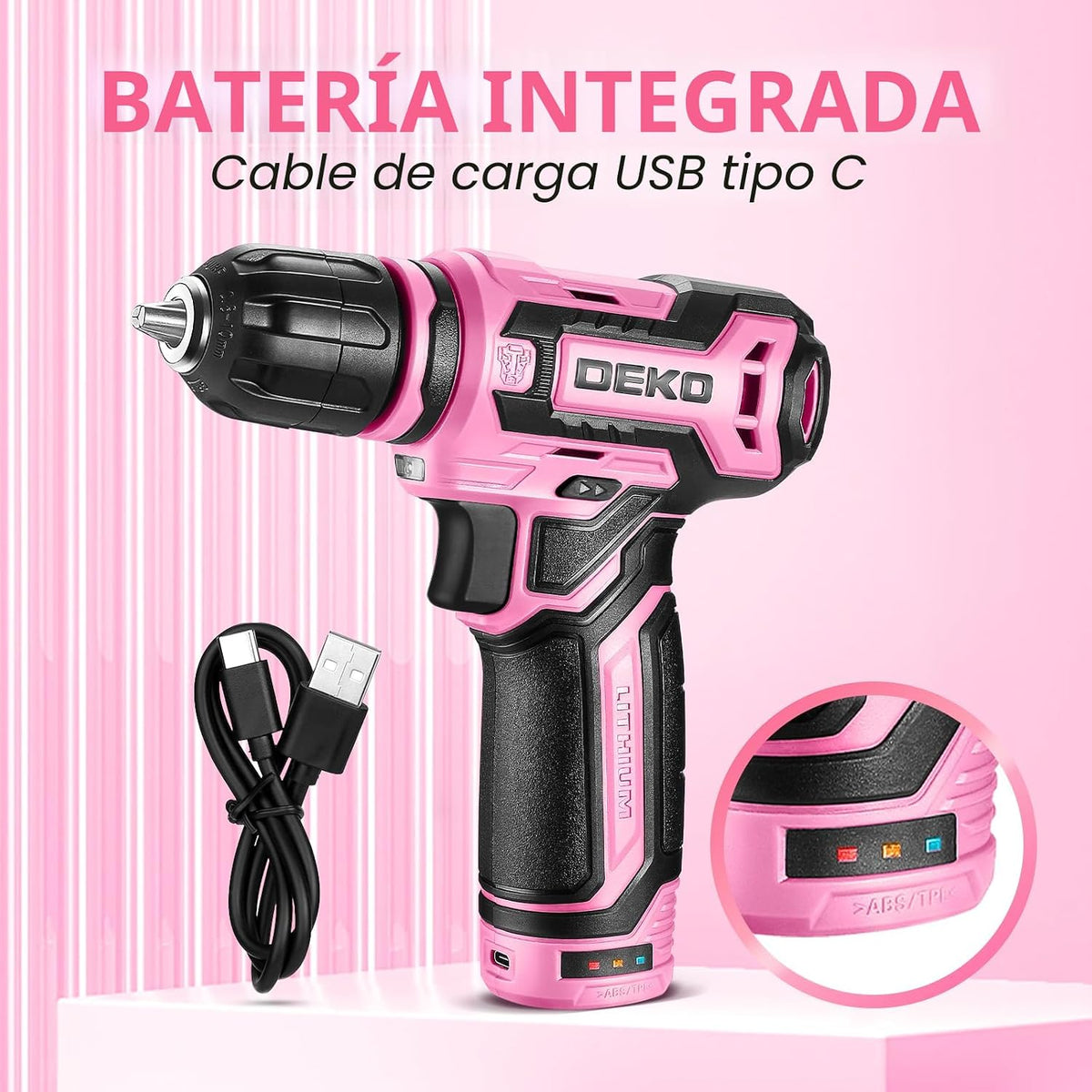 Taladro inalámbrico: juego de taladro eléctrico DEKOPRO de 12 V con...