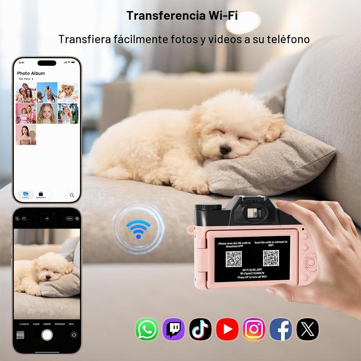 Cámara digital, FHD 4K 75MP WiFi para videoblogging y YouTube con p...