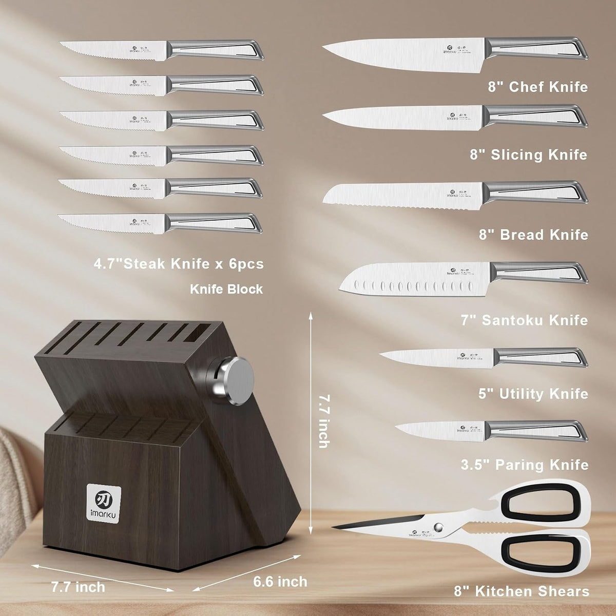 Juego de cuchillos para cocina con bloque imarku G14 Juego de cuchi...