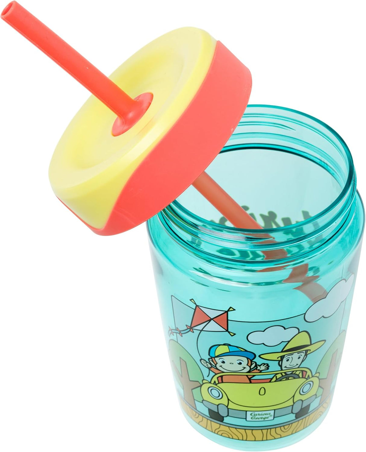 Silver Buffalo Curious George Fun - Vaso a prueba de derrames con p...