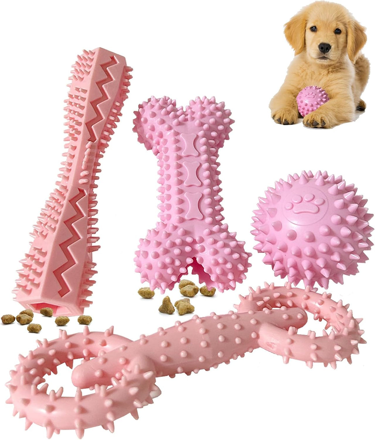 Paquete de 4 juguetes para cachorros de 2 a 8 meses, juguete mastic...