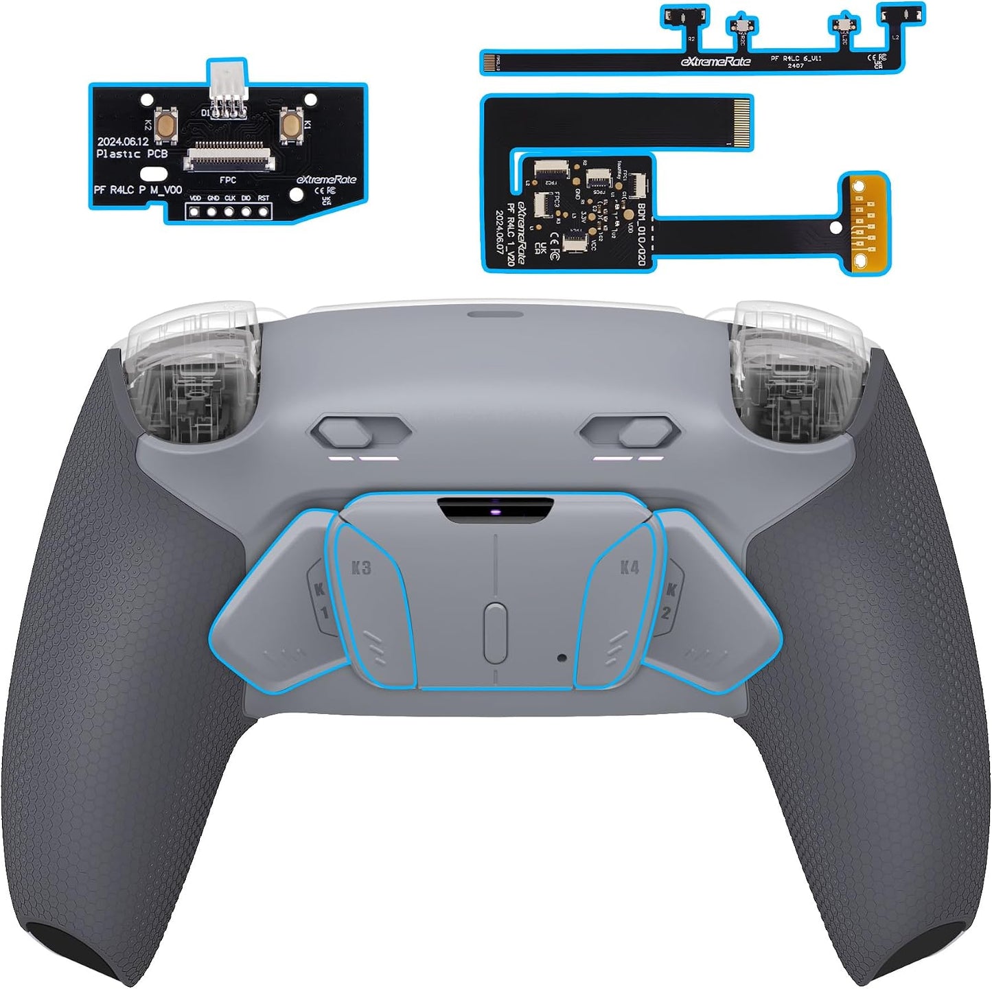 eXtremeRate RISE4 Plus MAX Kit de paletas traseras con topes de gat...