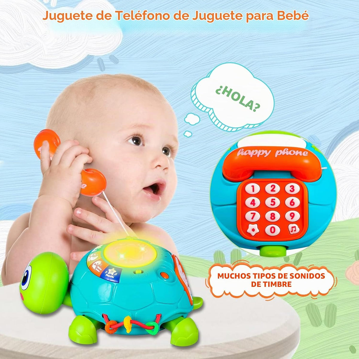 Juguetes para bebés de 6 a 12 meses, tortuga musical para gatear, j...