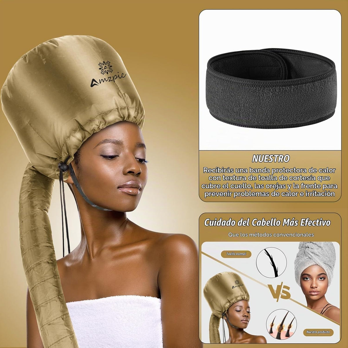 Accesorio para secador de pelo de capó, suave, ajustable, extra gra...