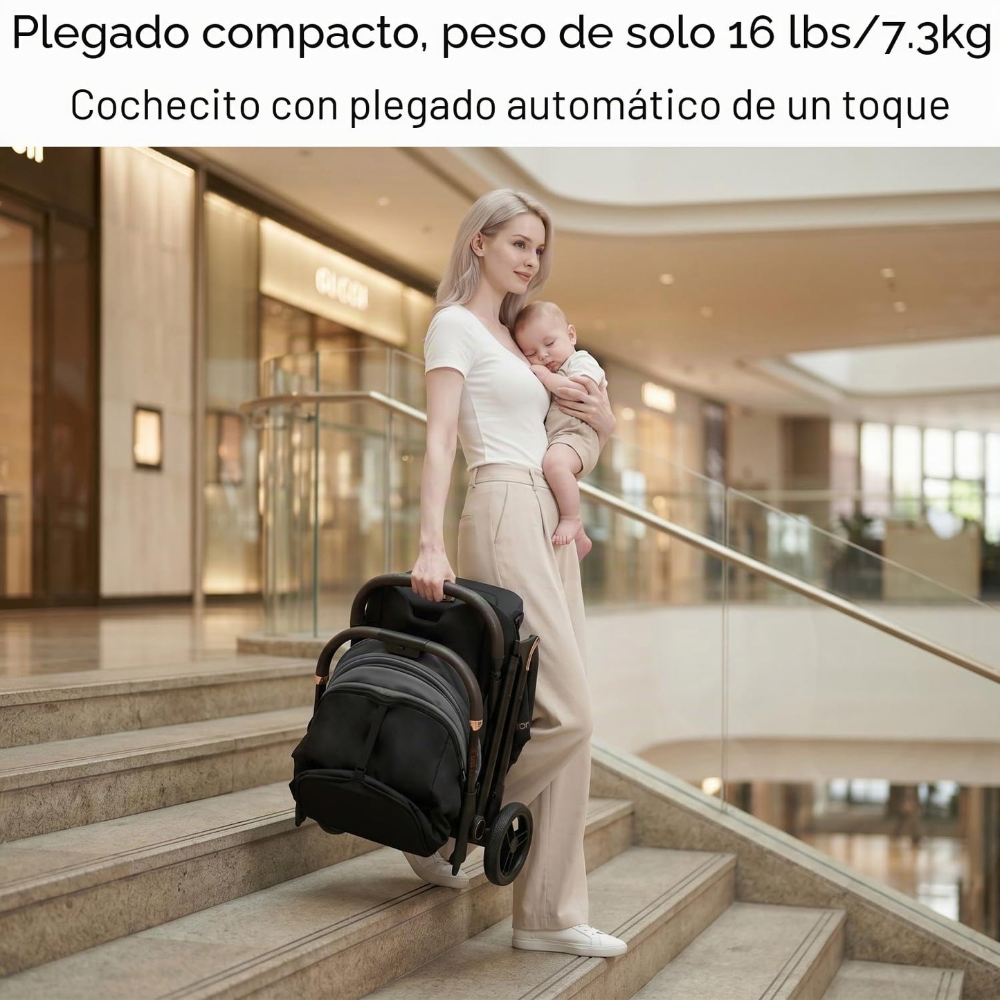 Gromast Cochecito de bebé plegable Gravity - Cochecito portátil de...