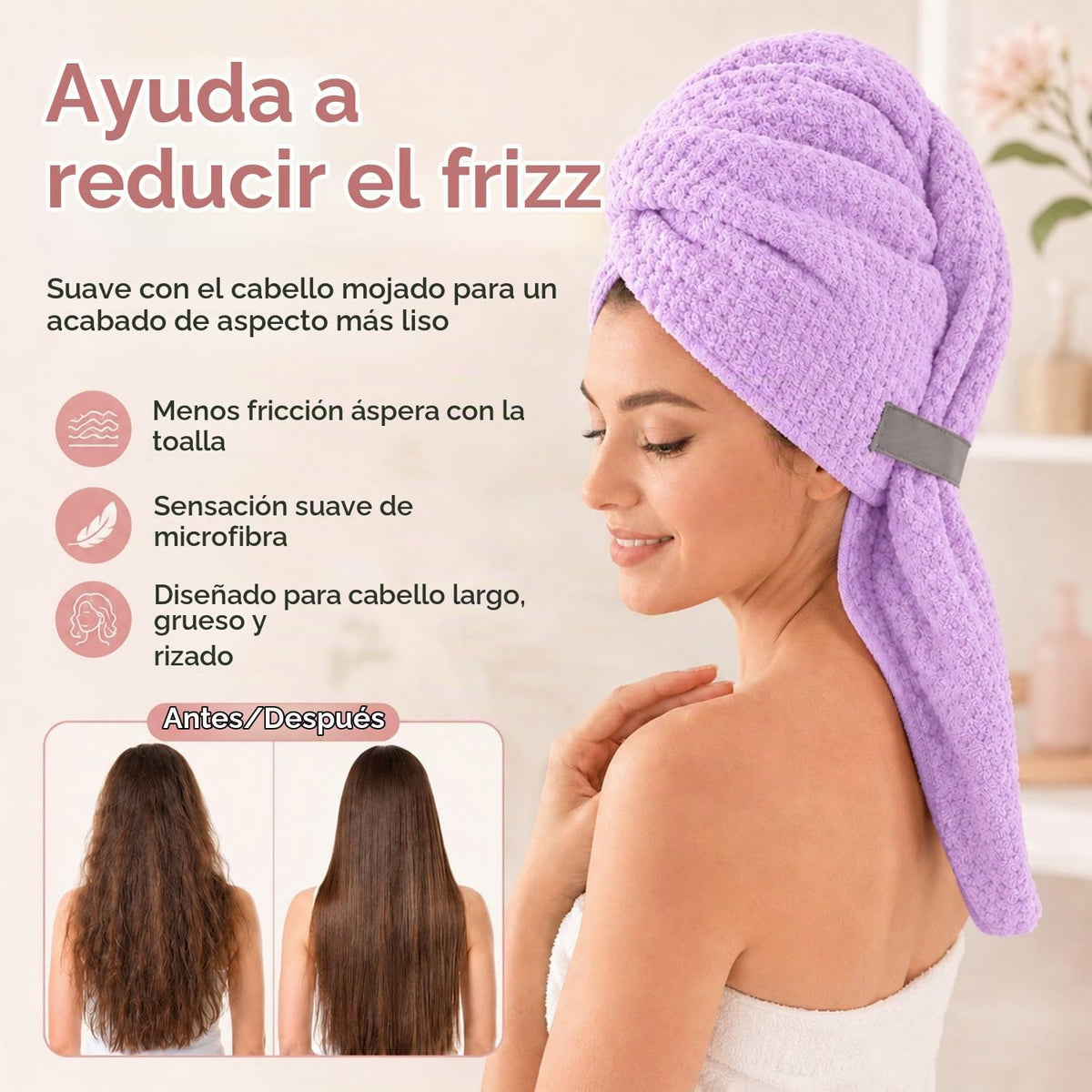 Netcken Toalla Grande de Microfibra para el Cabello para Mujeres, S...