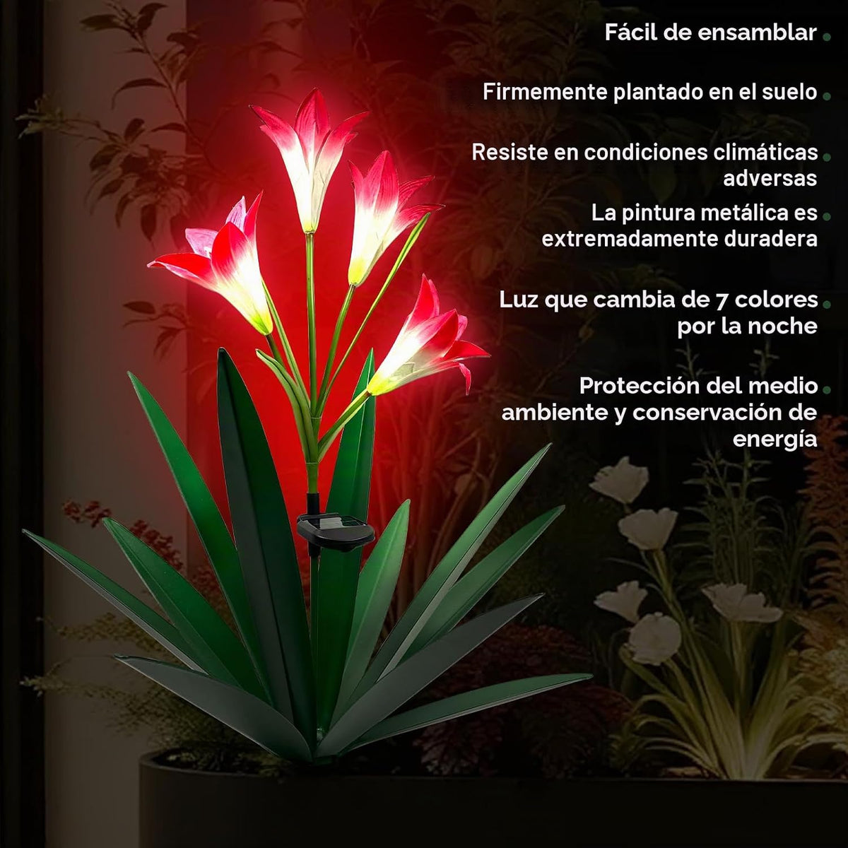 Homight Escultura de jardín de flores de agave de metal solar con l...