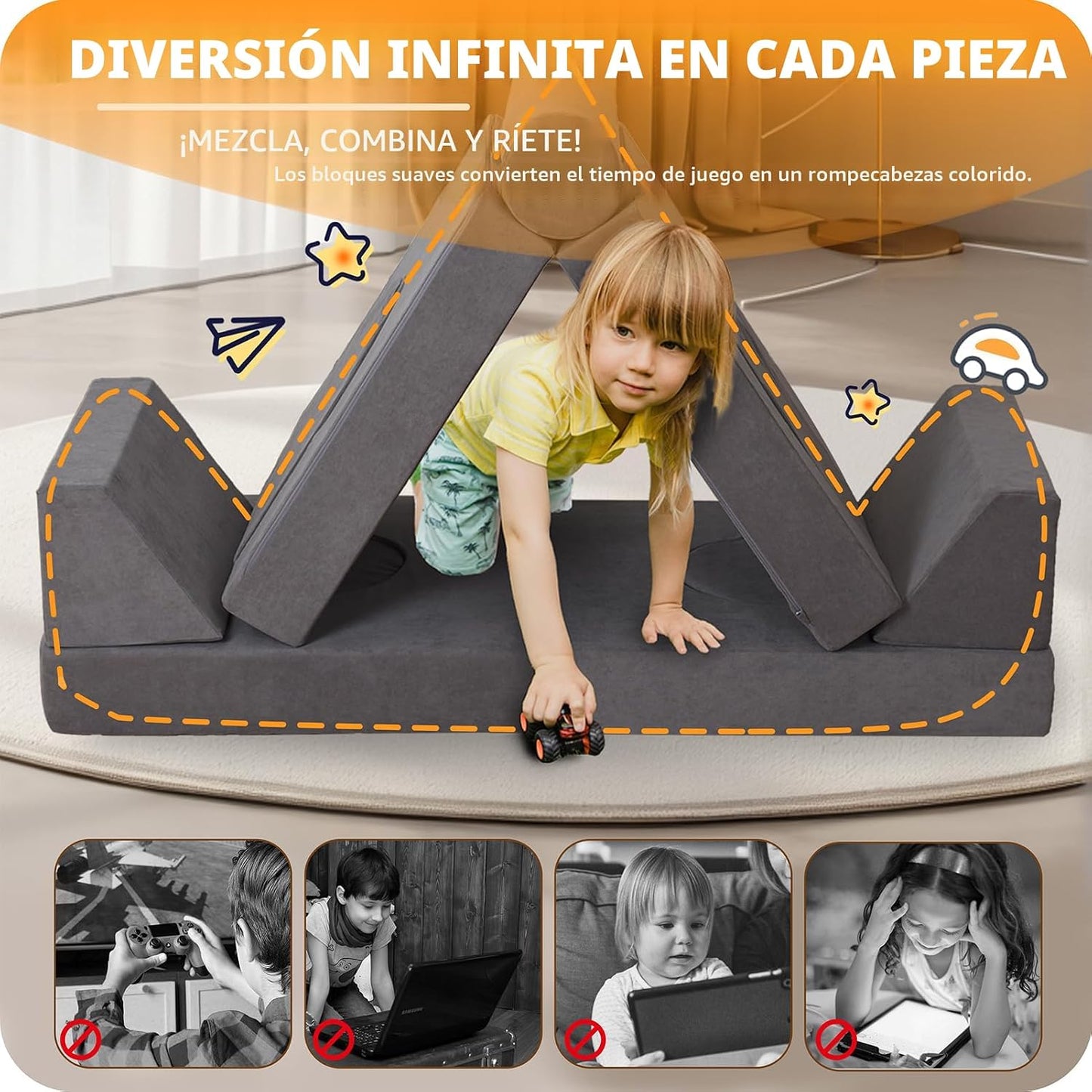 Winhomish Sofá para niños pequeños, 12 piezas, sofá modular de jueg...