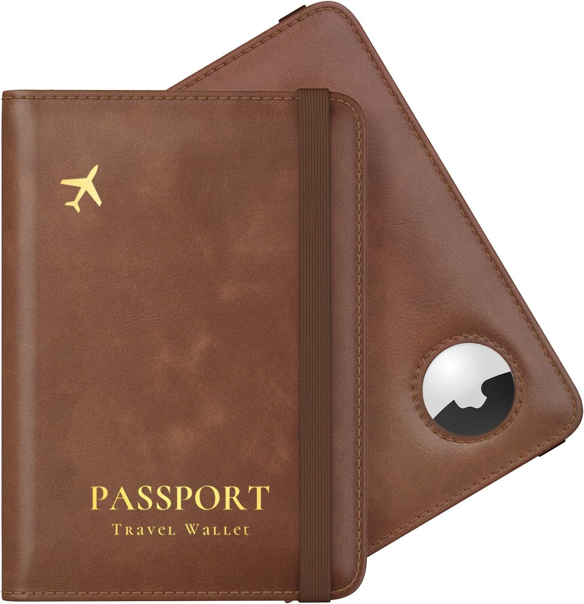 Stouchi AirTag - Cartera de viaje delgada RFID | Cuero PU ultradelg...