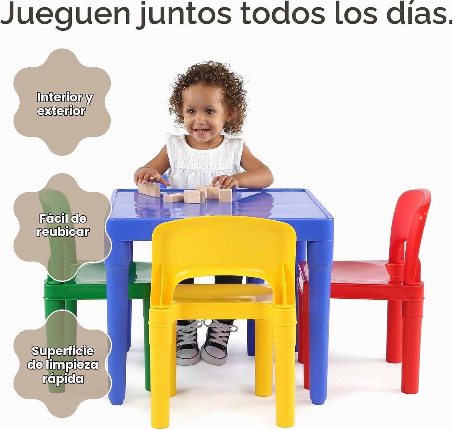 Humble Crew Juego de mesa y silla para niños, interior y exterior,...