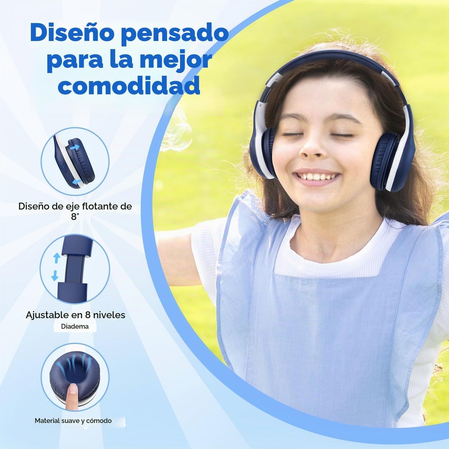 EarFun Paquete de 2 auriculares Bluetooth para niños, Auriculares K...