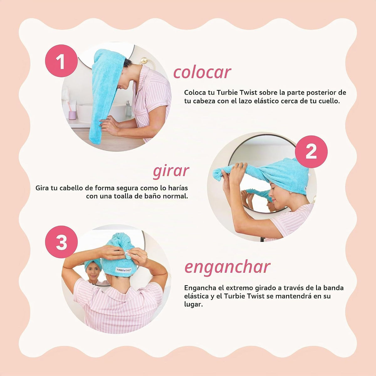Turbie Twist Paquete de 2 toallas de microfibra extra largas para b...