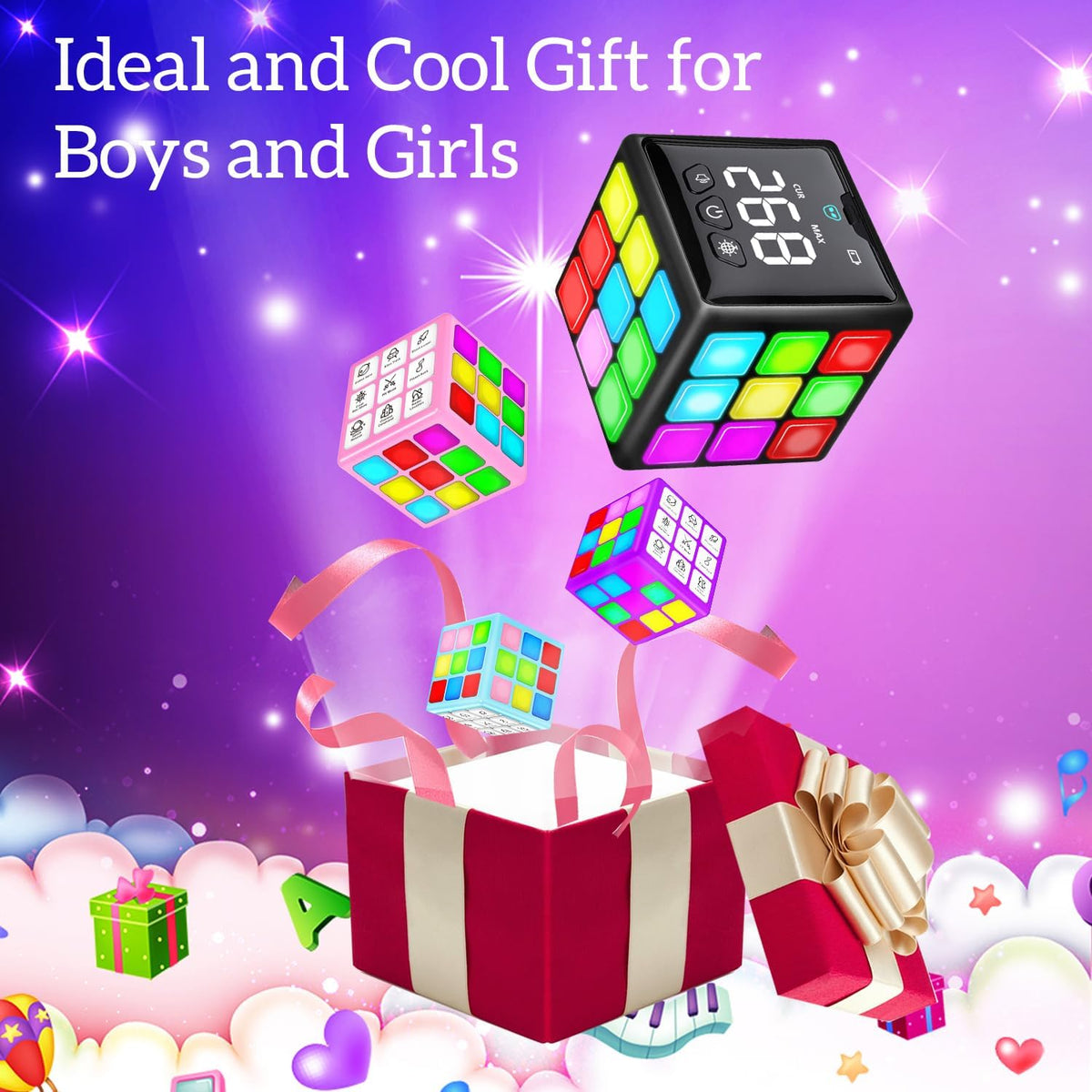 Xinbeiya Cubo de mano recargable con juegos, 15 divertidos juegos d...