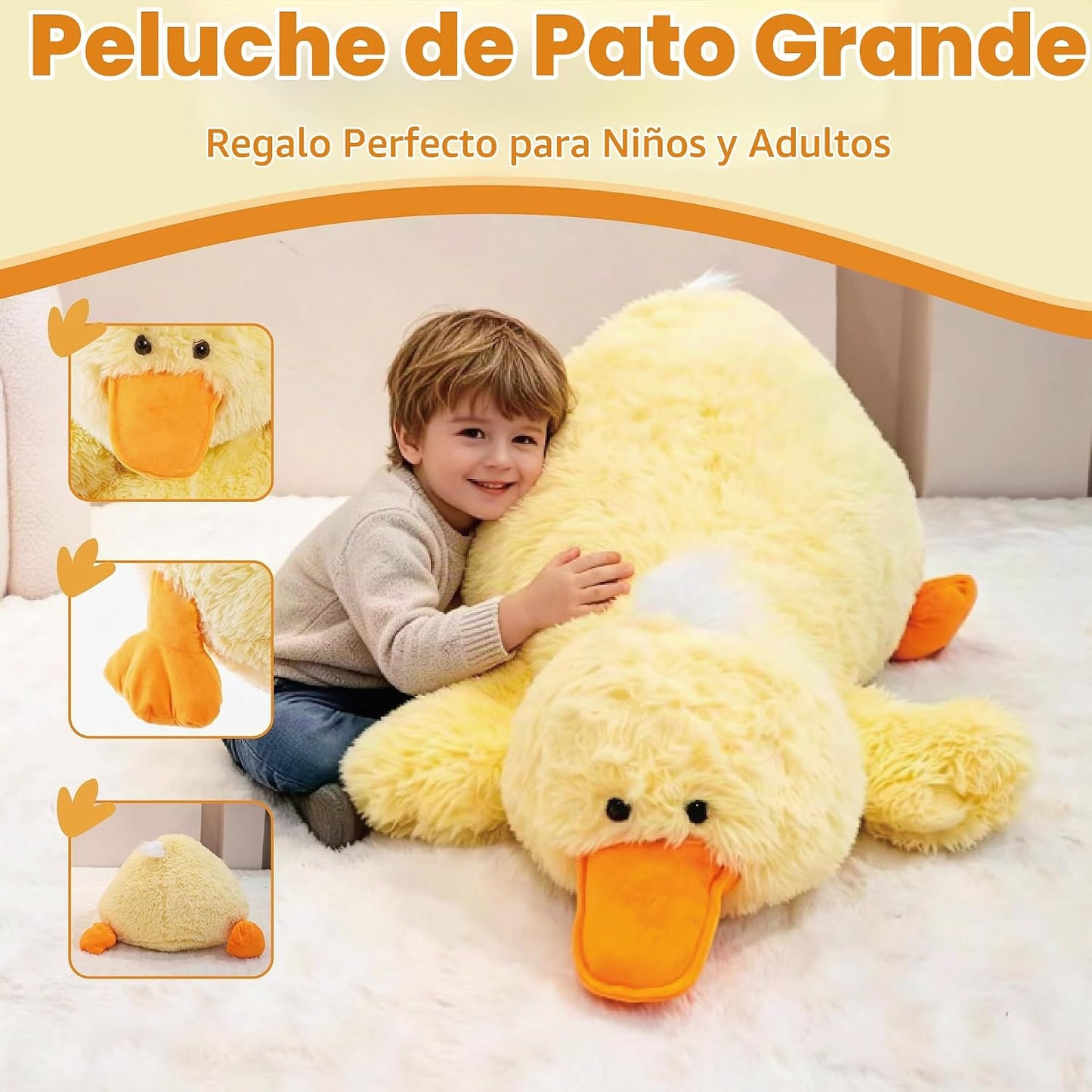 Jrystar Animales de peluche de pato gigante de 43 pulgadas, juguete...