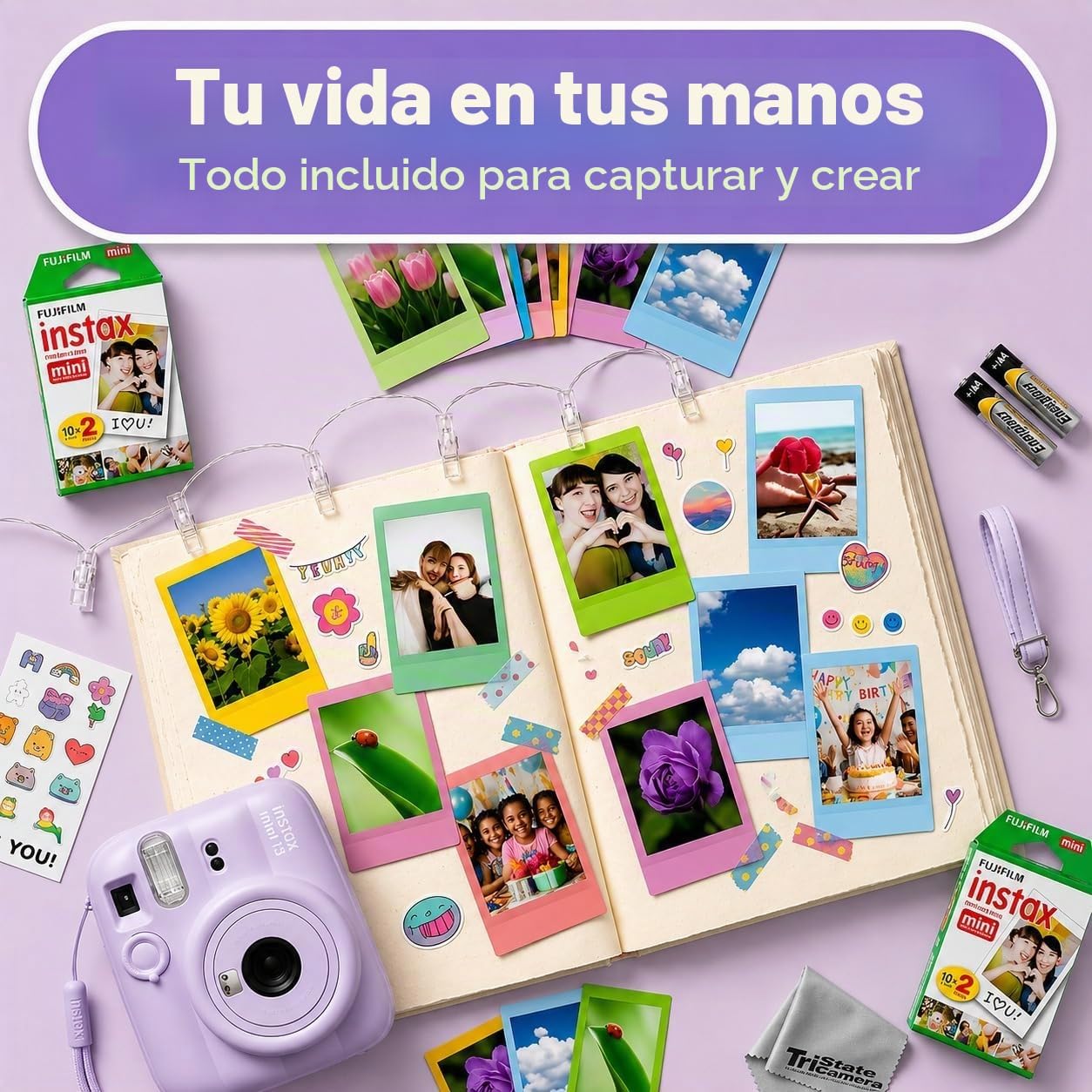 Cámara instantánea Fujifilm Instax Mini 13 Dreamy Purple con pelícu...