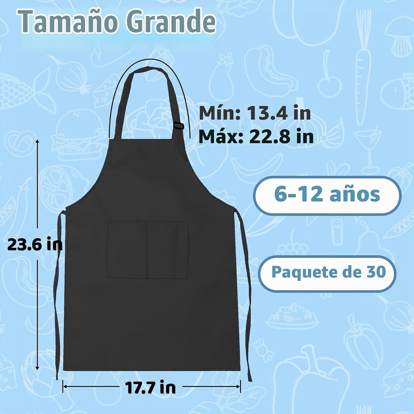 ZLEVEAYN Paquete de 30 delantales infantiles a granel con bolsillos...
