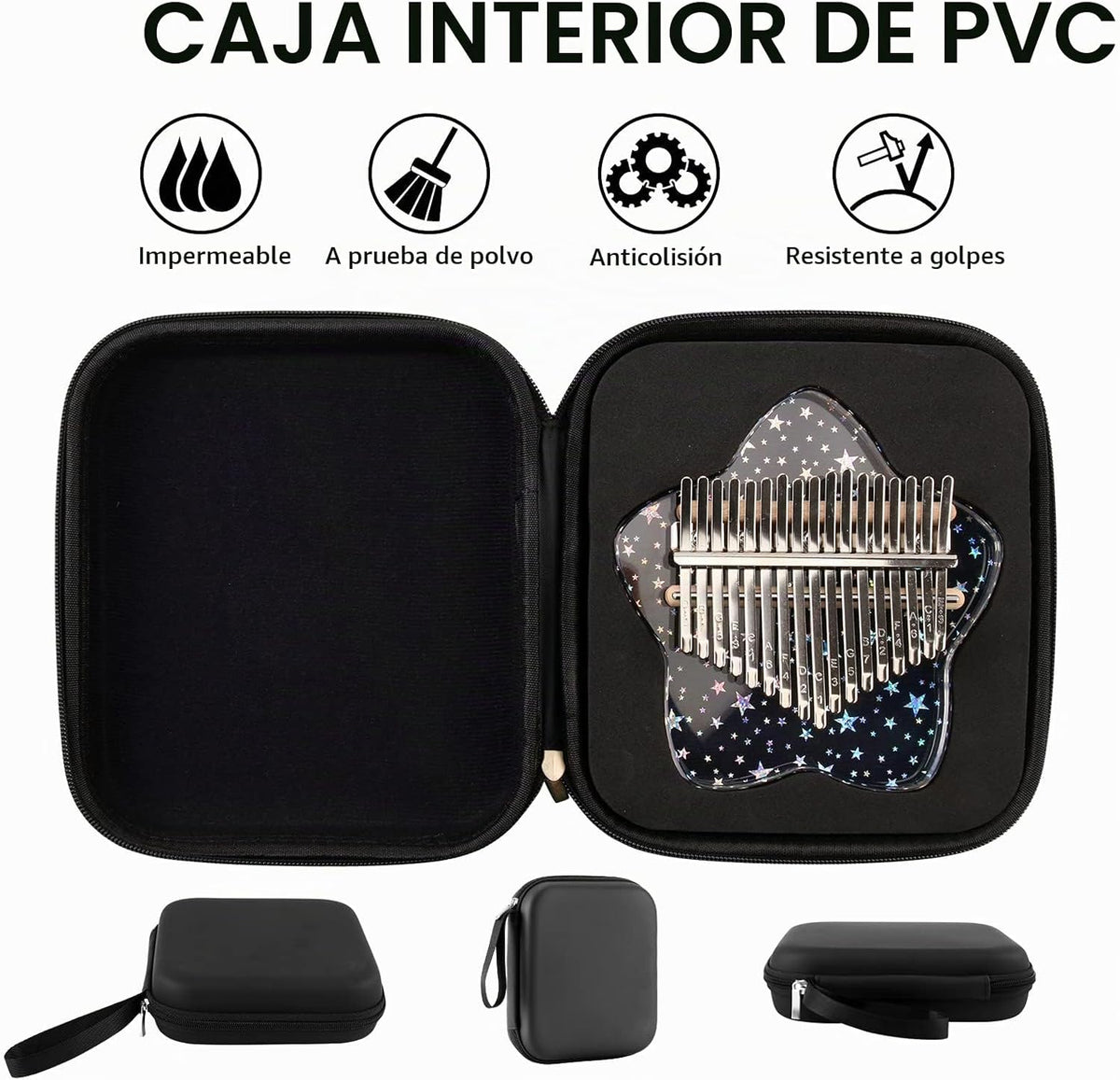 Beveetio Piano de Pulgar Kalimba Transparente Con Estuche Protector...