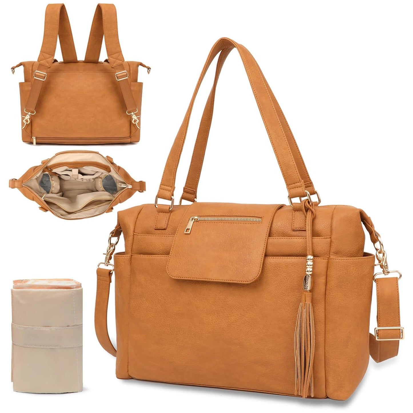 Omanmoli Bolso de Pañales de Mano Bolso de Piel para Pañales de Gra...