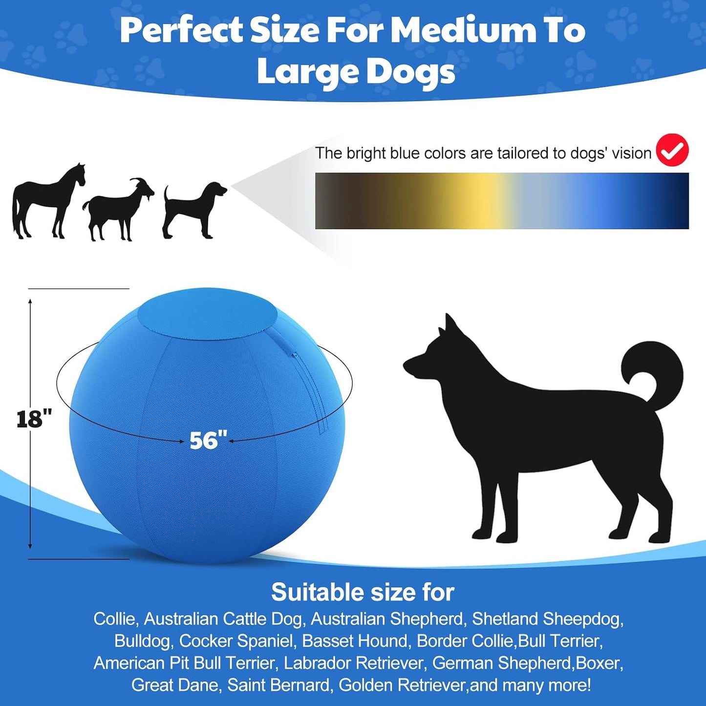 Happypaw 3.0 2026 - Pelota de pastor para perros de 18 pulgadas, re...