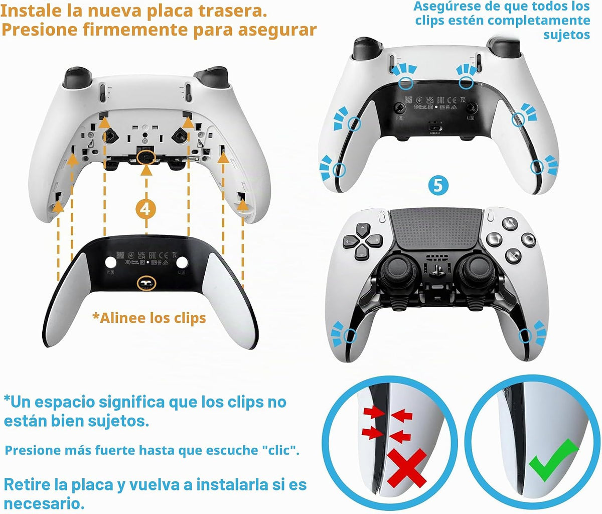 VOOCAT Un par de cubiertas traseras de repuesto para controlador Du...