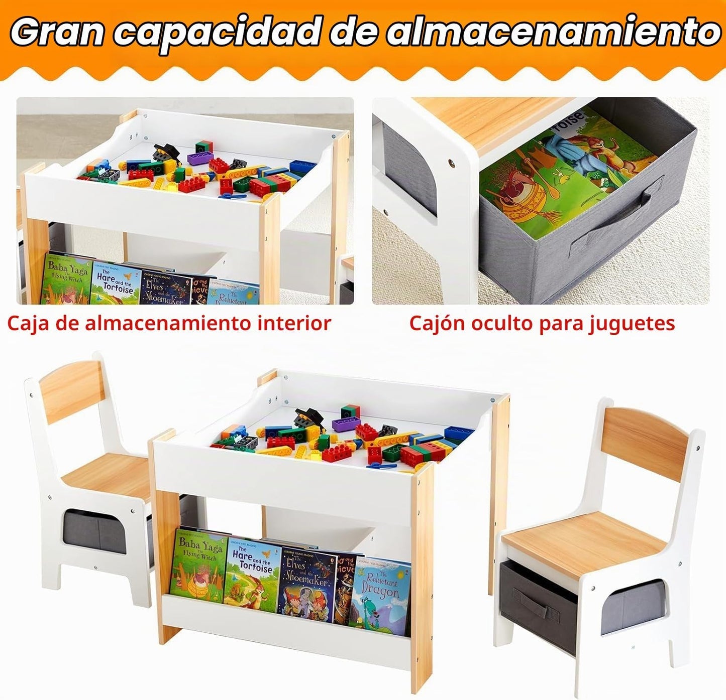 Asweets - Juego de mesa y silla para niños, escritorio infantil 4 e...