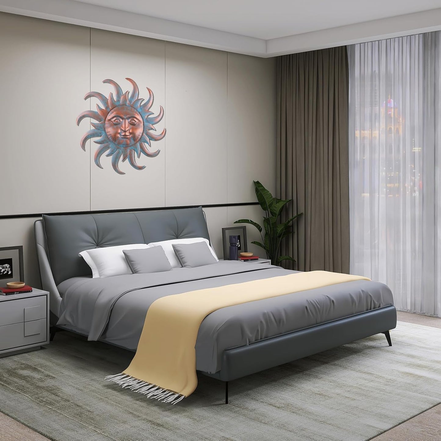 VZVXCC Arte de Pared de Metal Sol Decoración Exterior - Lindas Esta...