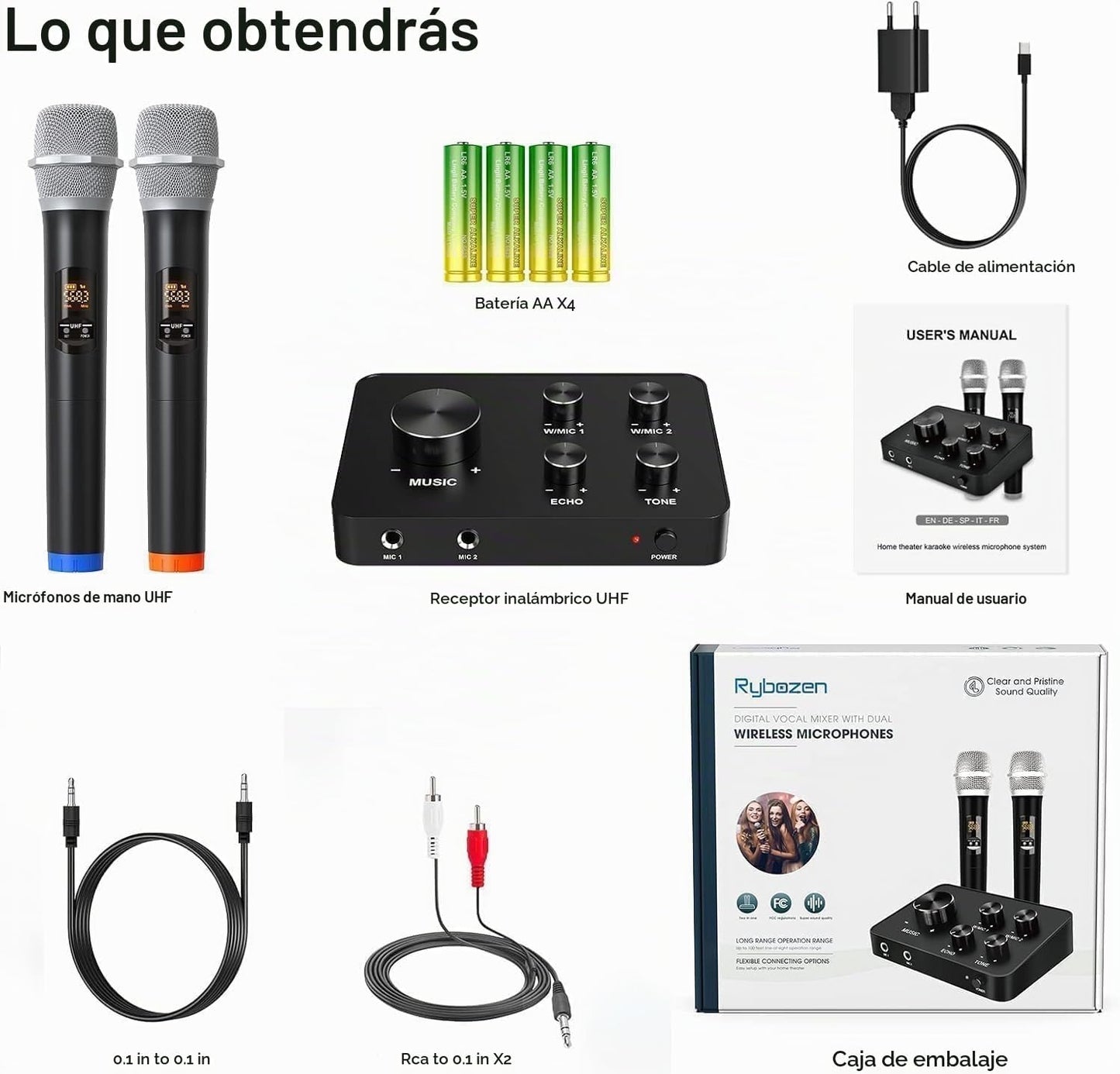 Sistema de mezclador de karaoke de micrófono inalámbrico, micrófono...