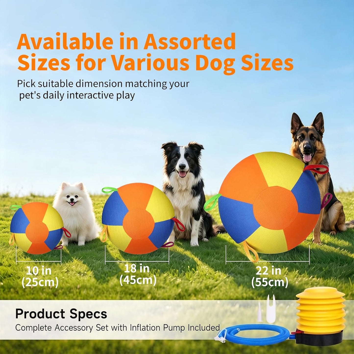 KPOAPERA Pelota de pastoreo de 10\/18\/22 pulgadas para perros y ca...