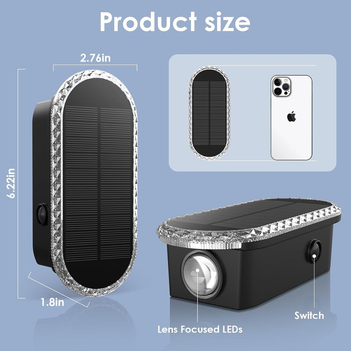 LIANGLOME - Paquete de 8 luces solares para vallas, luces solares p...