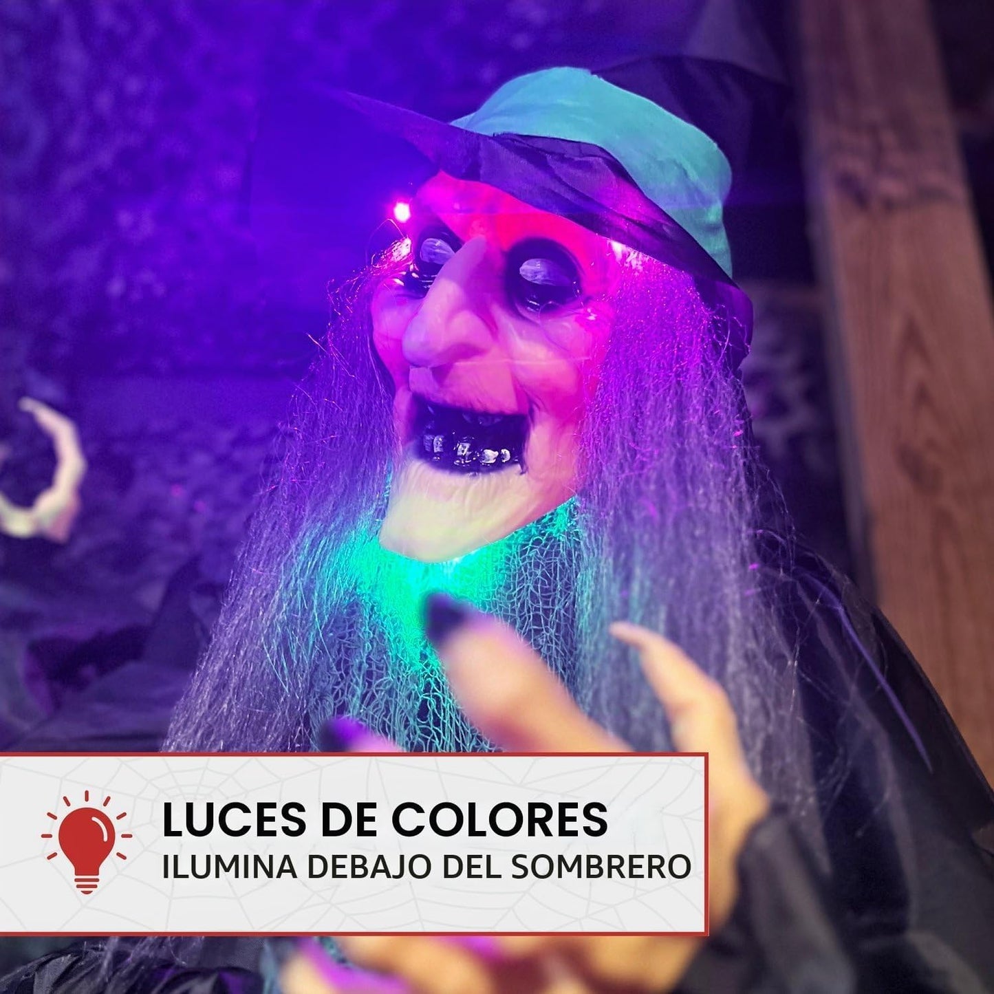 Haunted Hill Farm Animatronic de bruja voladora montada de 6 pies c...