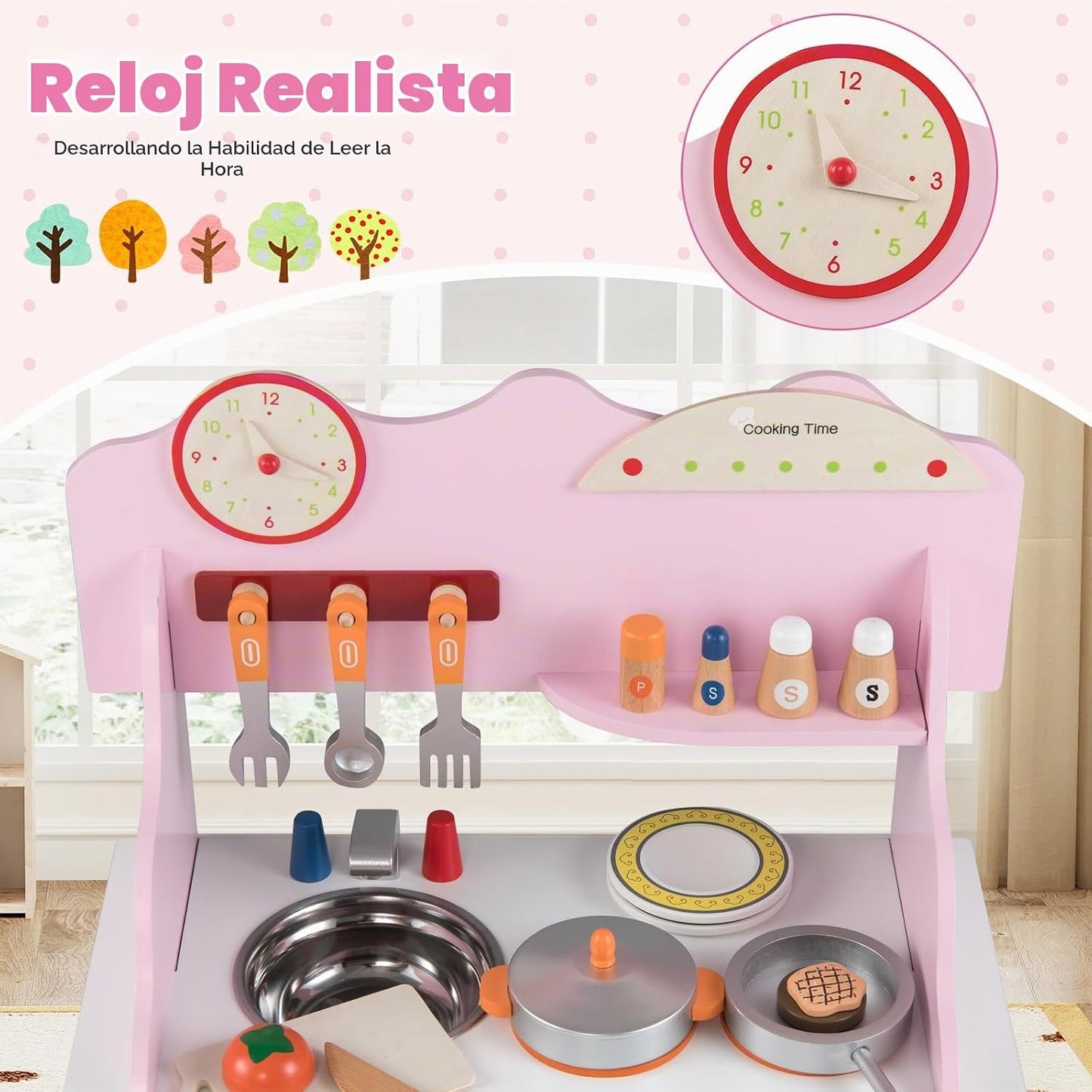 HONEY JOY Juego de cocina para niños pequeños, juego de cocina de m...