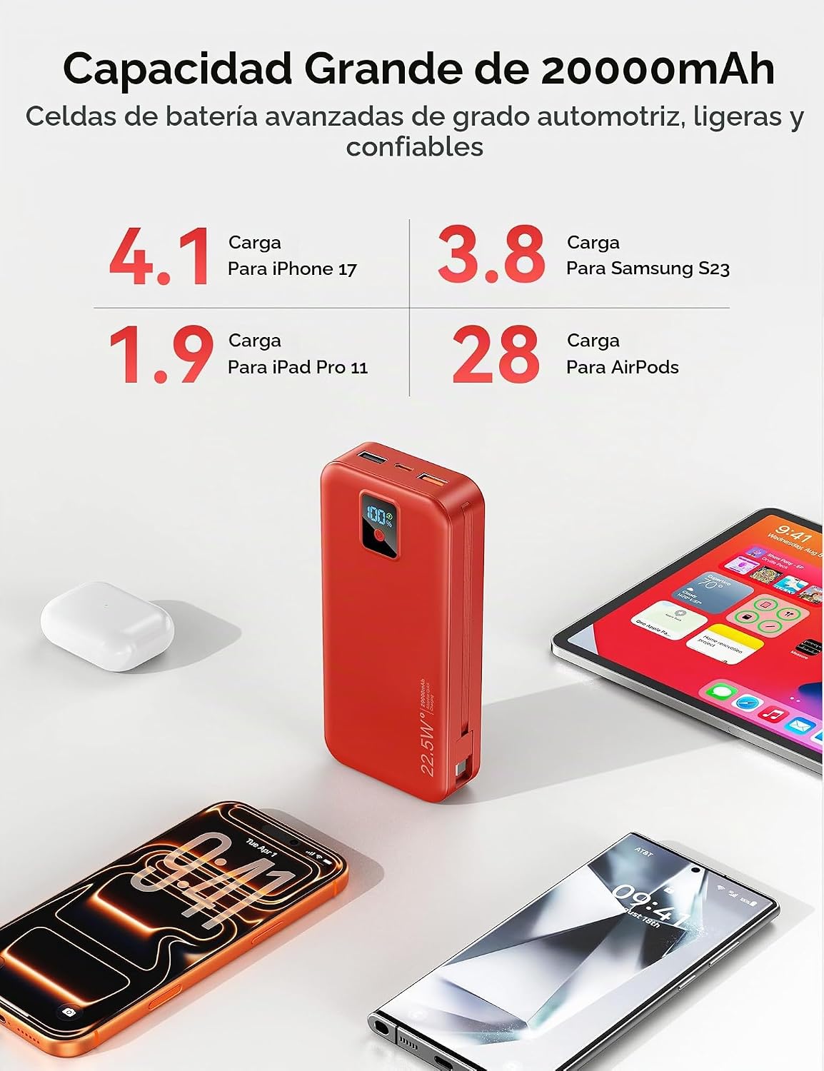 Cargador Portátil, 20000mAh 22.5W Banco de Energía de Carga Rápida...