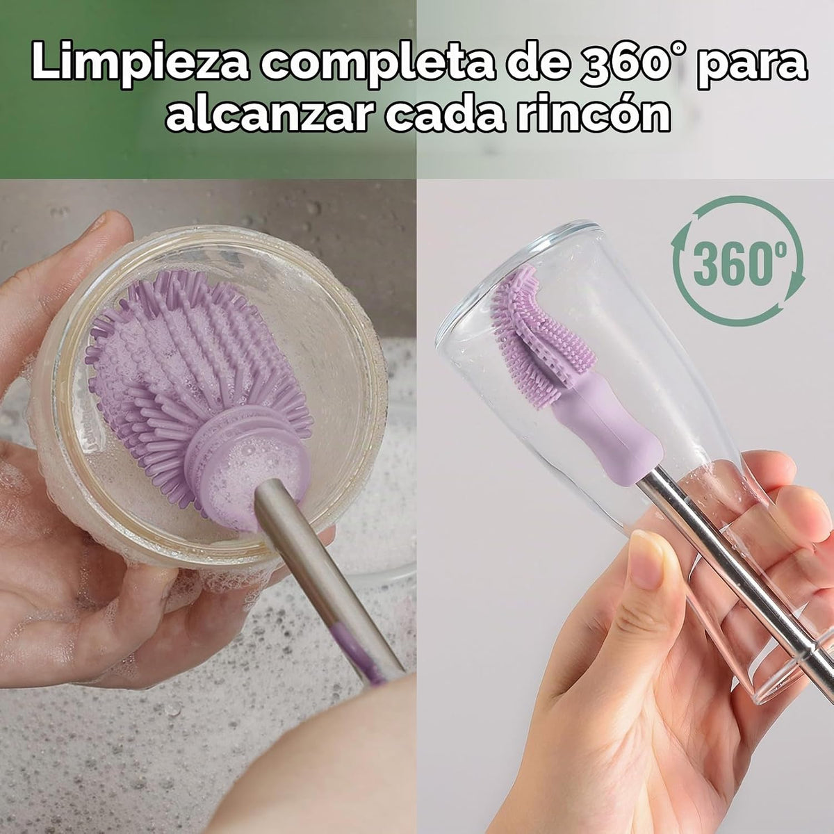 Haakaa Kit de cepillo de limpieza de silicona,Lavanda,Limpiador de...