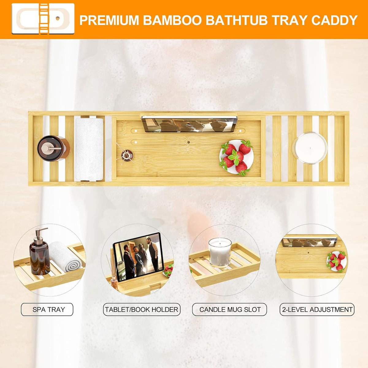Bandeja de bañera - Bandeja de baño extensible - Bandejas de mesa d...