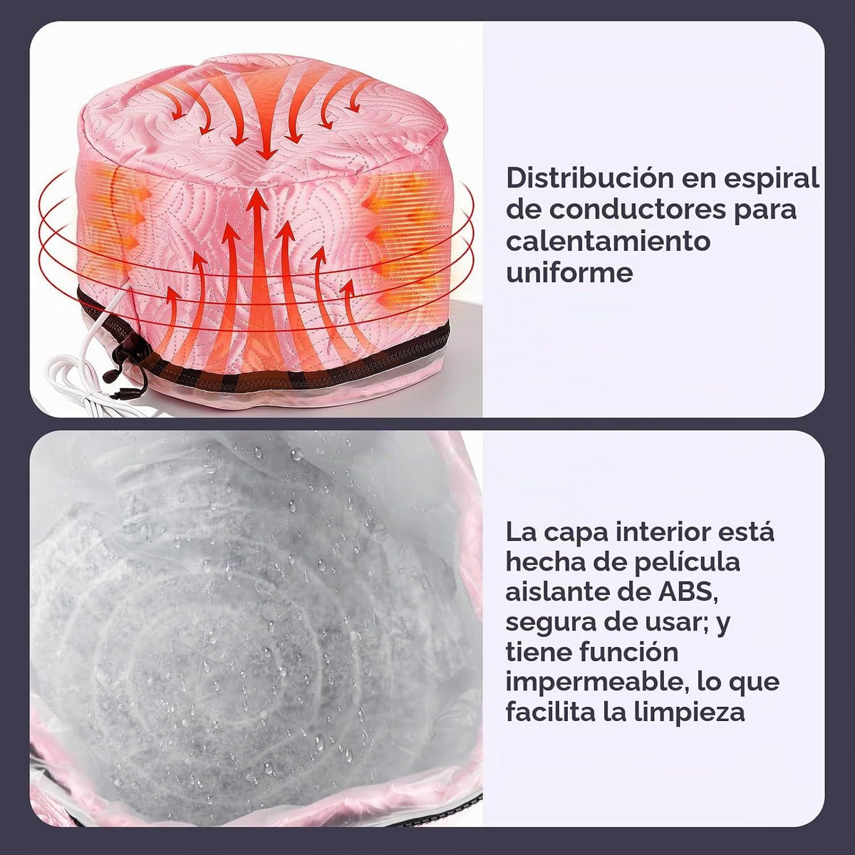 Gorra eléctrica de vapor para el cabello con control de temperatura...