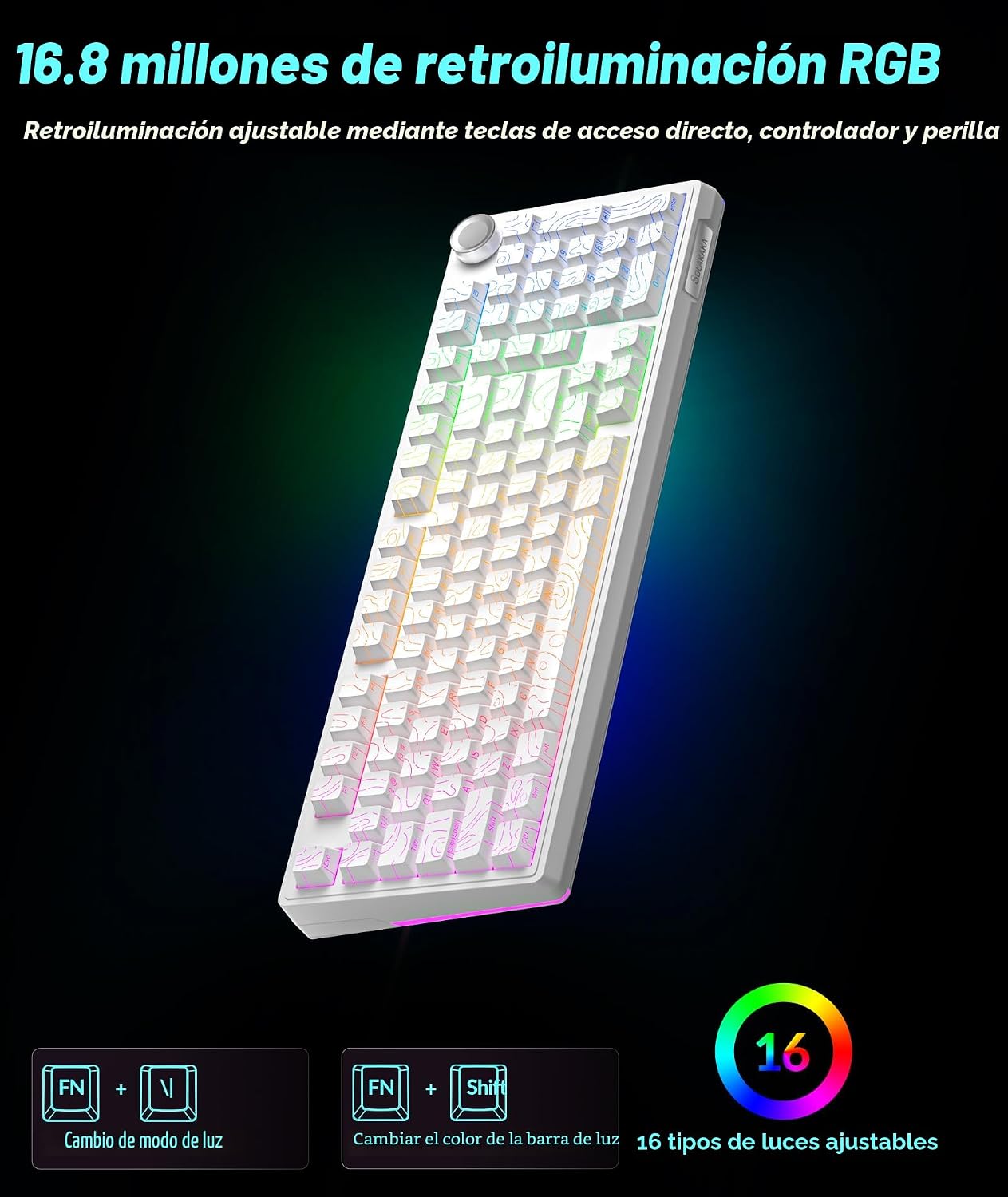SOLAKAKA KI99 Pro 96% Teclado Mecánico Inalámbrico, Teclado RGB par...