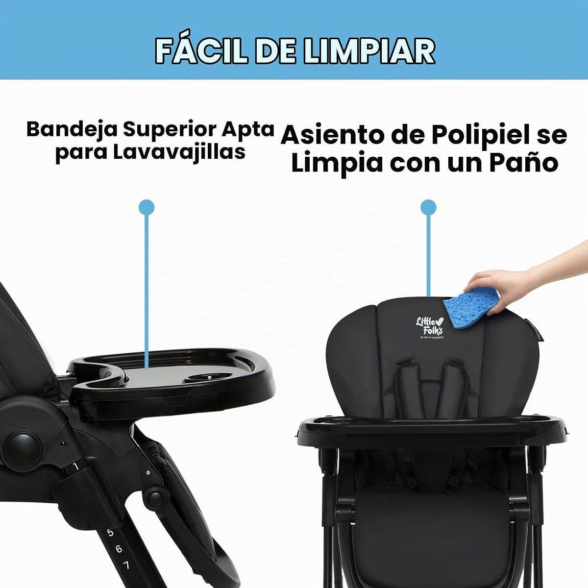Little Folks by Delta Children - Silla alta SlimFold 2 en 1 para be...