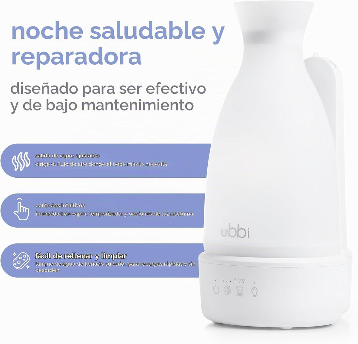 Ubbi Humidificador ultrasónico, diseño de llenado superior fácil |...