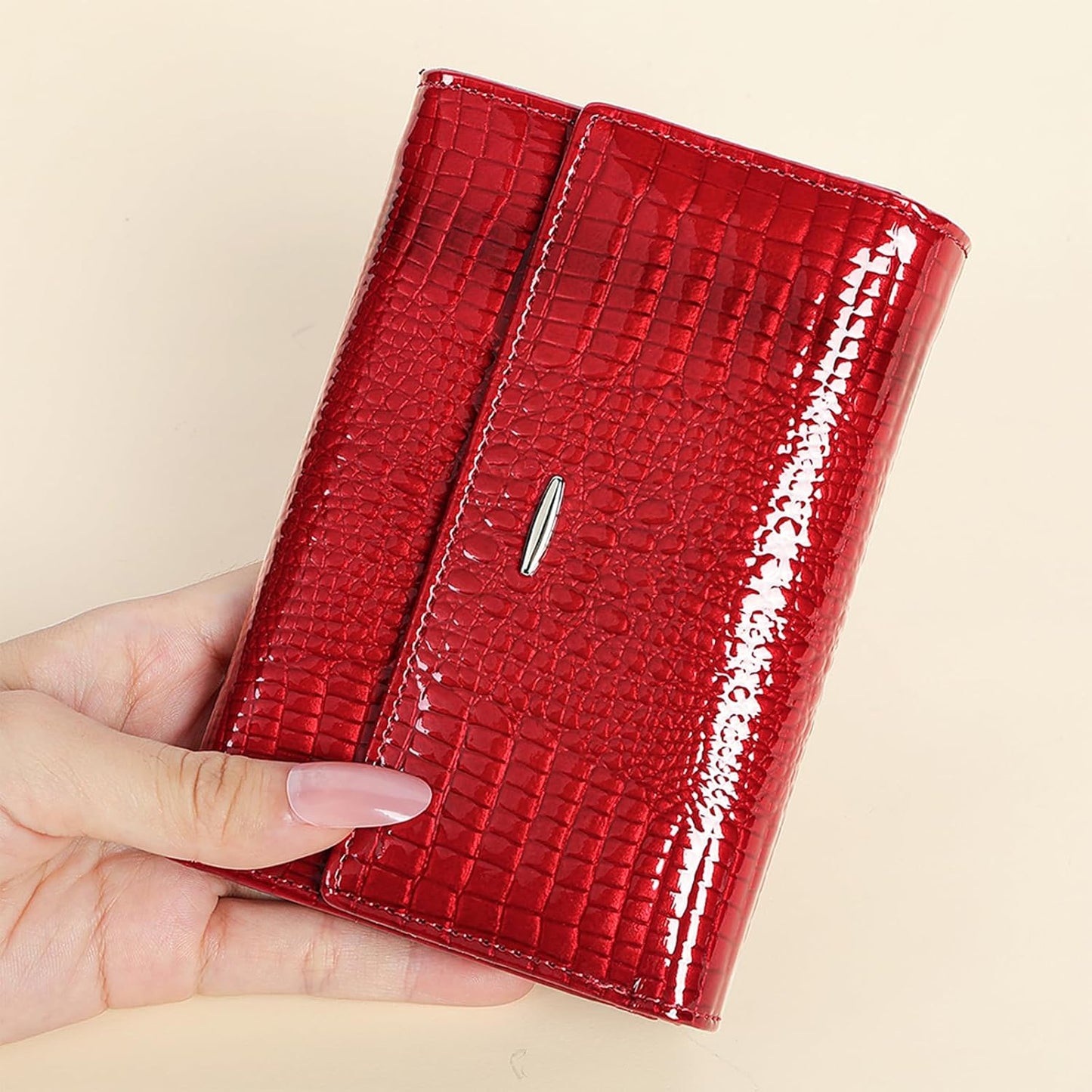 DAMAIKE Cartera de piel auténtica encerada con aceite para mujer, c...