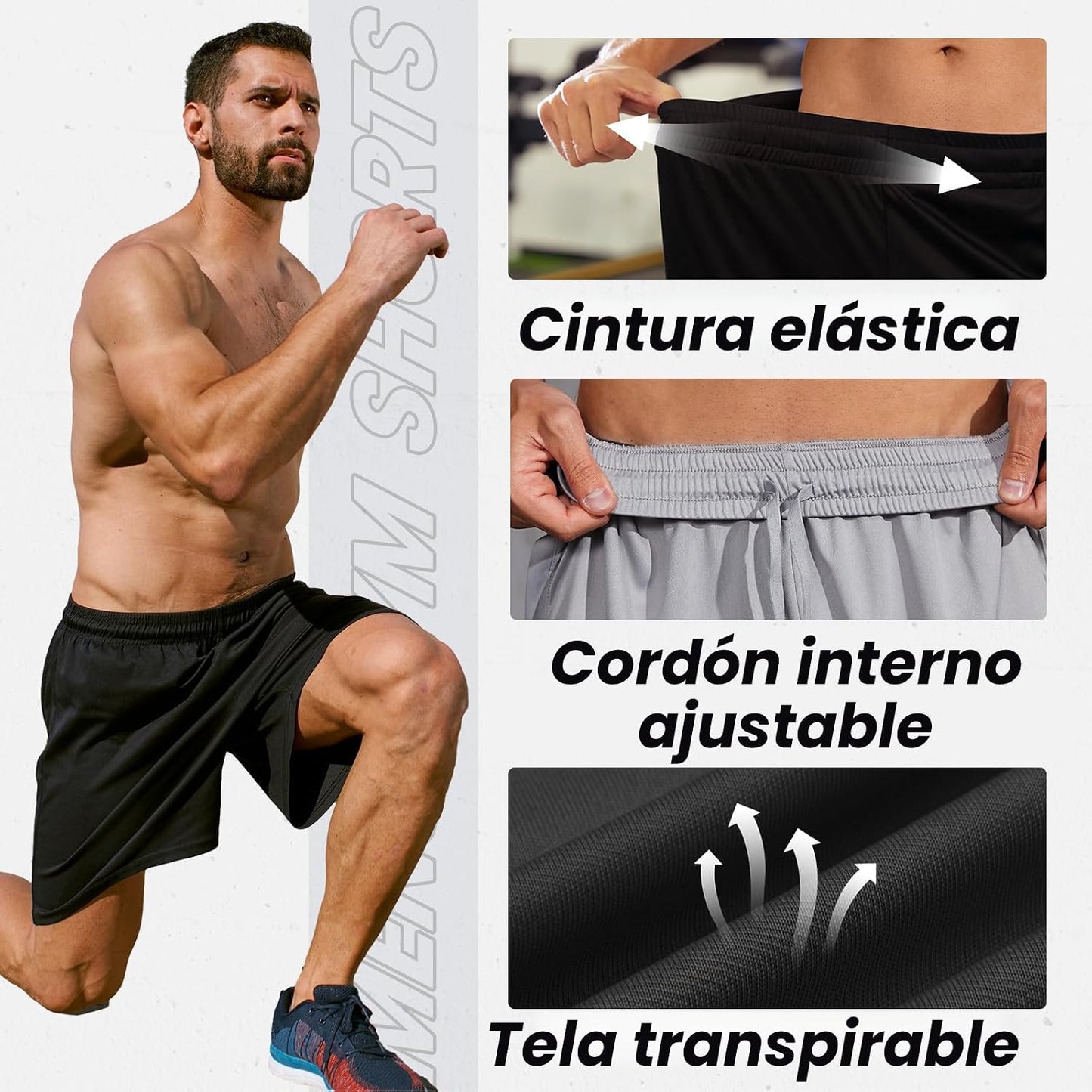 BALENNZ Pantalones cortos deportivos para hombre con bolsillos y ci...