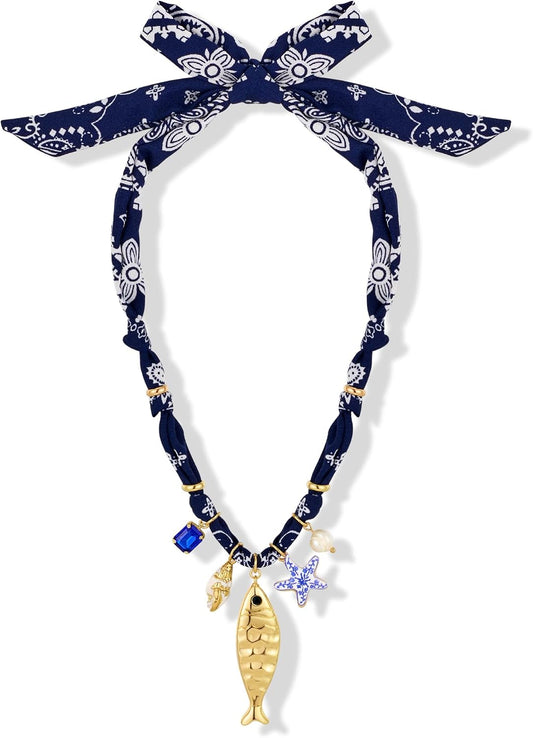 MYCUTEY Collar de pez dorado para mujer, collar de palanca de hilo...