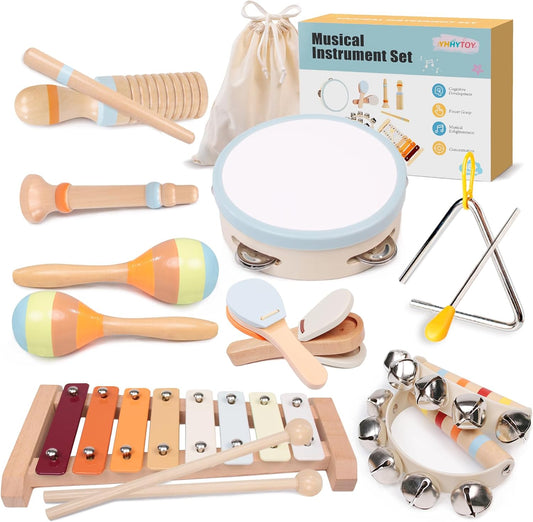 YHHYTOY Montessori Toys - Juego de instrumentos musicales de madera...