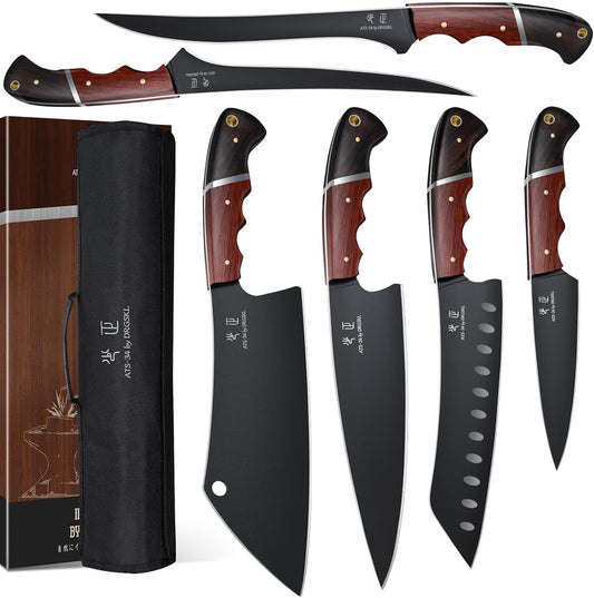 DRGSKL Juego de cuchillos de cocina con bolsa, juego de 6 cuchillos...