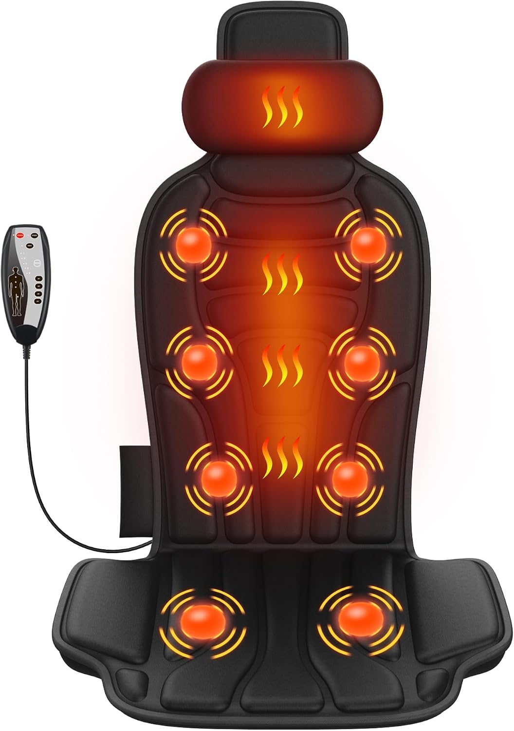 comrelax Masajeador de espalda con calor, silla de vibración de 8 m...