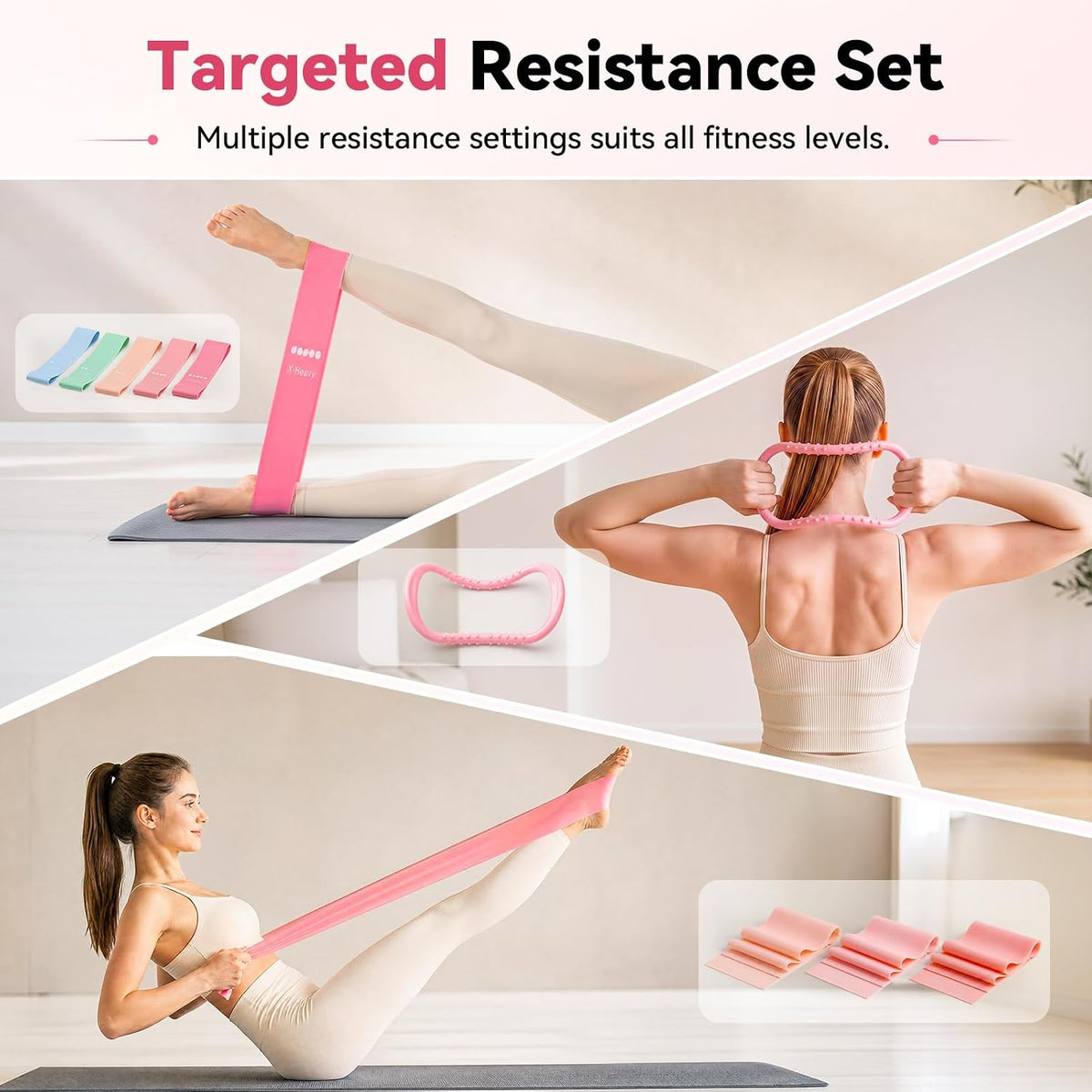 POVAVCX Kit de pilates en casa de 24 piezas para mujer, equipo de p...