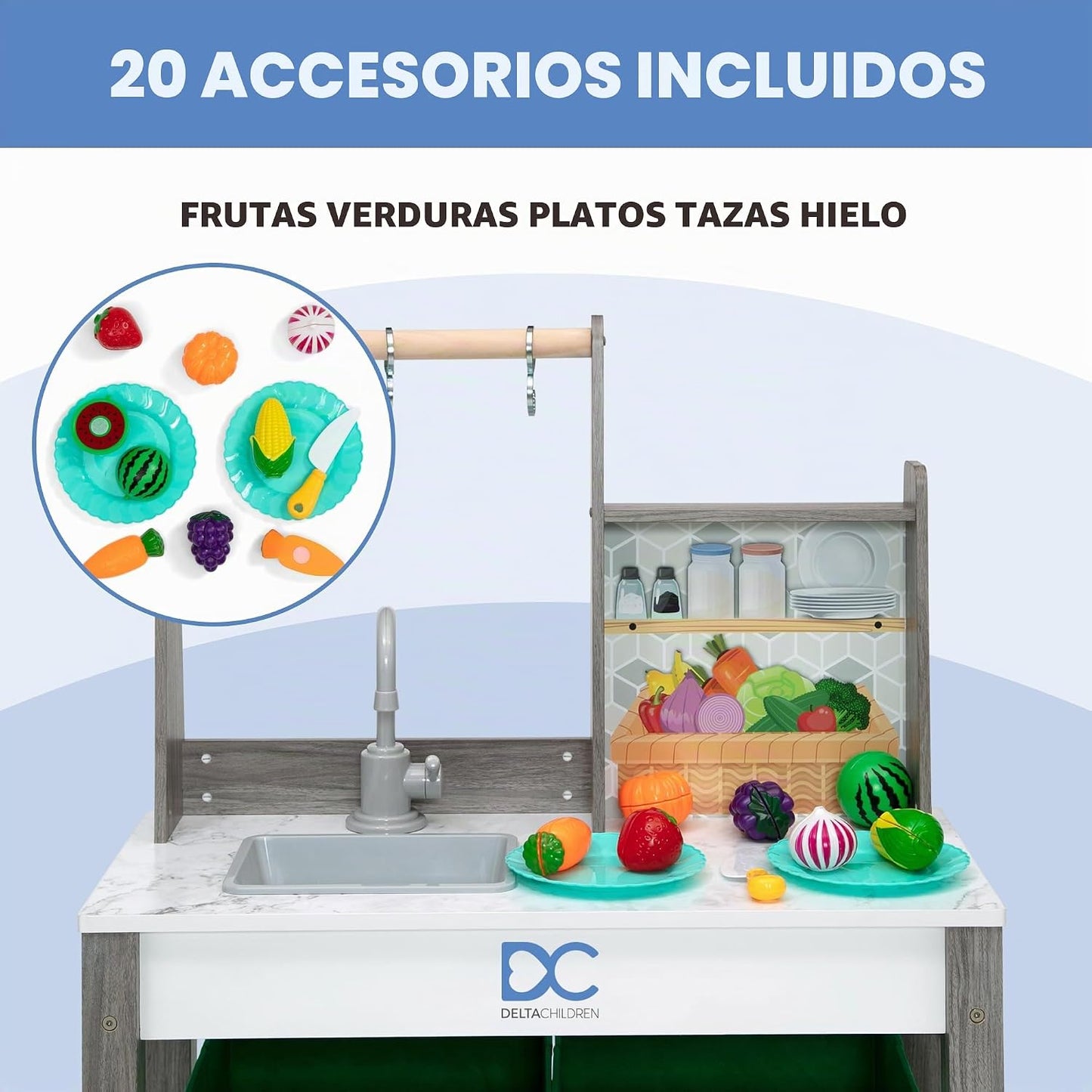Delta Children - Cocina de juguete de esquina todo en uno Gourmet -...